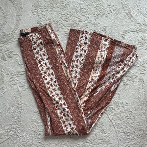 Forever 21 Brown and White Patterned Flare Pants